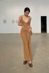 OUDE WAAG hollow fishtail knitted dress OW-23SS-KT15 turmeric